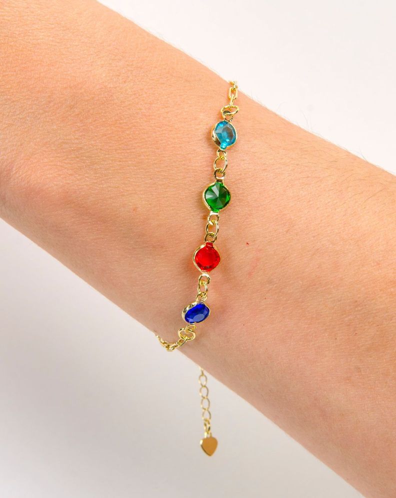 PULSERA RAINBOW PUNTO LUZ BAÑO EN ORO-1
