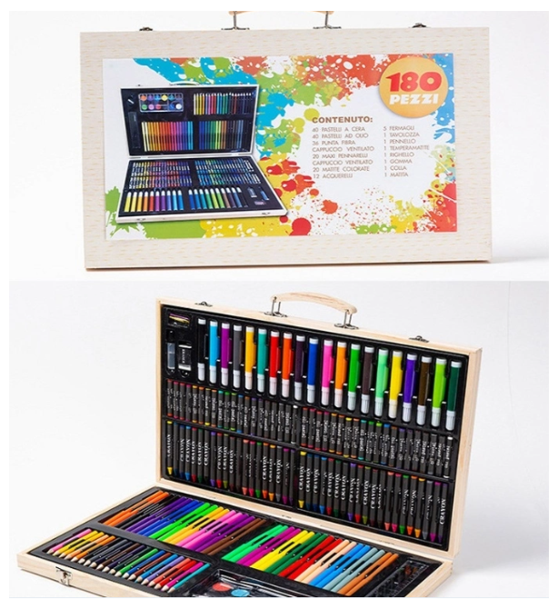 Caja De Madera Con Pintura Lápiz Acuarela Para Niños 180 Uds-7