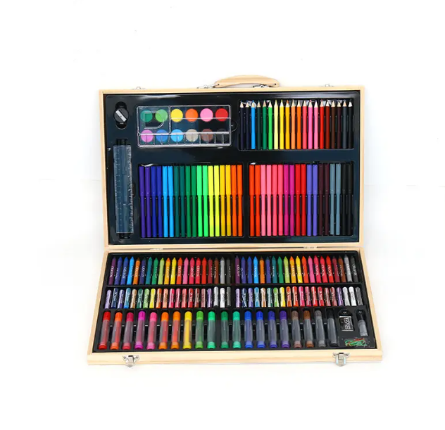 Caja De Madera Con Pintura Lápiz Acuarela Para Niños 180 Uds-5