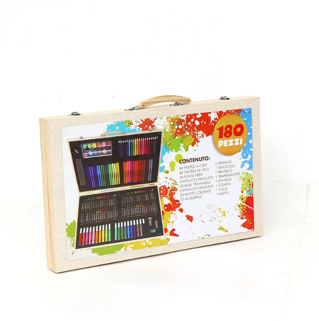 Caja De Madera Con Pintura Lápiz Acuarela Para Niños 180 Uds-2