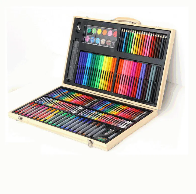 Caja De Madera Con Pintura Lápiz Acuarela Para Niños 180 Uds-0