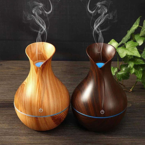 Humidificador Difusor Tipo Jarrón Madera + 12 Esencias Aromaticas-6