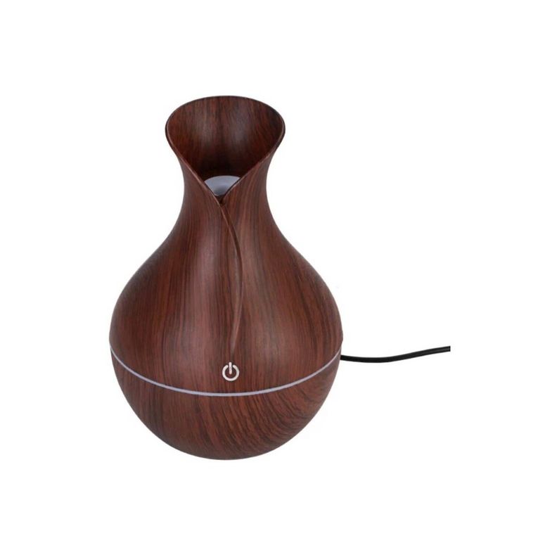 Humidificador Difusor Tipo Jarrón Madera + 12 Esencias Aromaticas-0