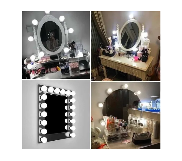 Set De 10 Luces Led Ampolletas Para Espejos Usb-4