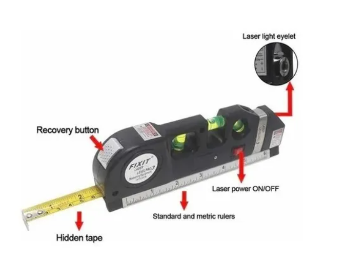 Nivel Laser Level Pro 3 Cinta Métrica Nivelación Profesional-4