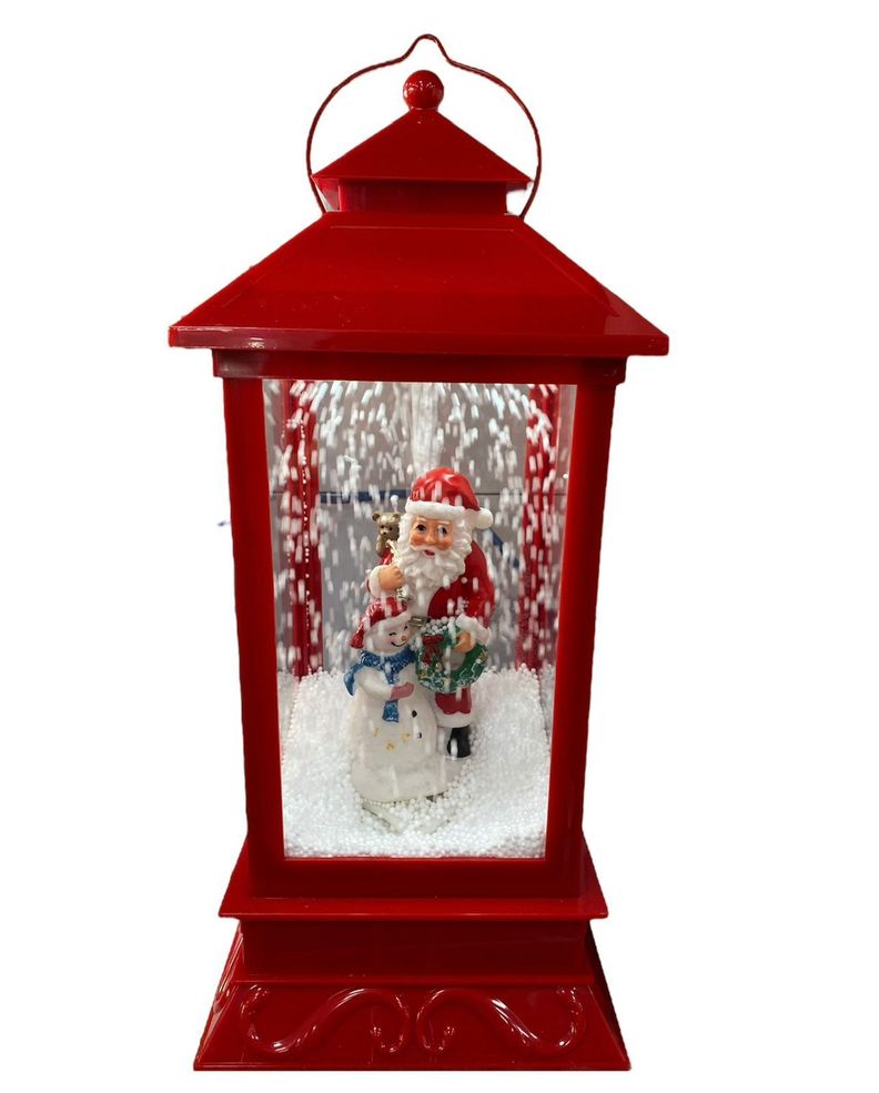 Pequeño Faro Nevando Con Iluminación Y Música De Navidad-0
