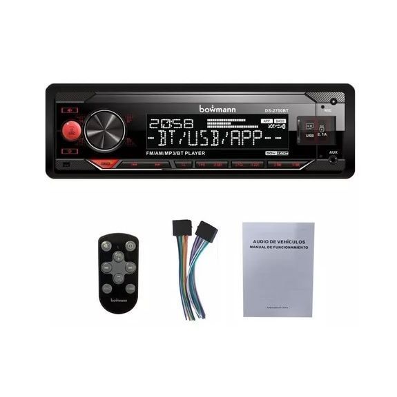 Radio De Auto Bowmann DS-2700BT Con USB, Bluetooth Y Lector De Tarjeta SD-1