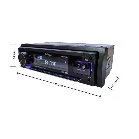 Radio De Auto Bowmann DS-2700BT Con USB, Bluetooth Y Lector De Tarjeta SD-2