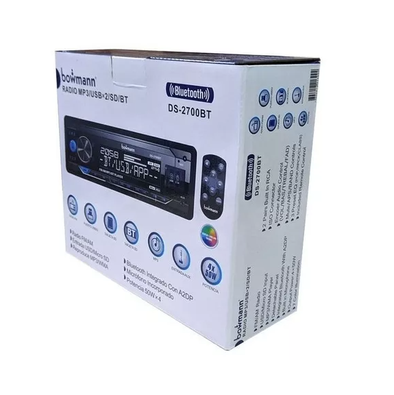 Radio De Auto Bowmann DS-2700BT Con USB, Bluetooth Y Lector De Tarjeta SD-4