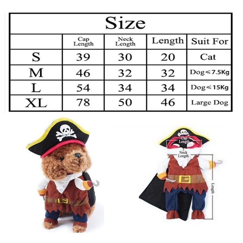 Disfraz De Pirata Para Perros, Ropa de Halloween Para Mascotas-4