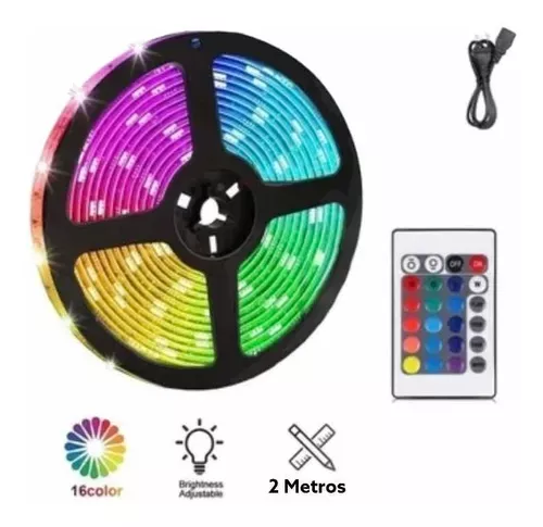 Tira Luces Led Rgb Con Mando Para Cambiar Colores 2 Metros-1