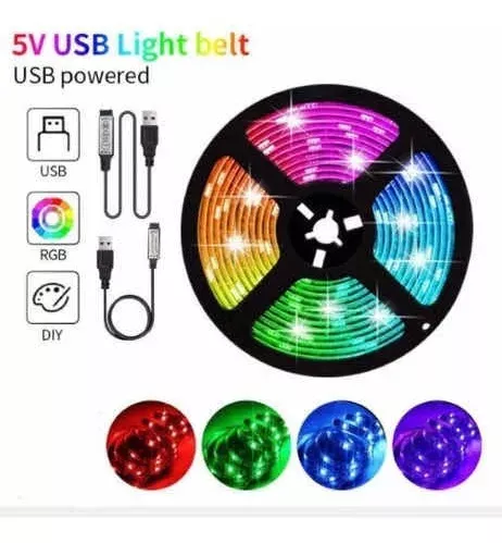 Tira Luces Led Rgb Con Mando Para Cambiar Colores 2 Metros-5