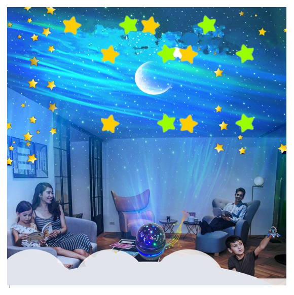 Mini Proyector De Luz De Cielo Estrellado Y Luna Esfera Giratoria USB-3