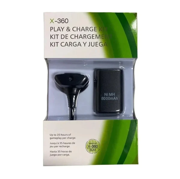 Kit De Carga Y Juega Control Xbox 360 Batería 8000mah-0