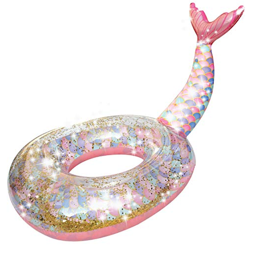 Flotador De Sirena Inflable Con Purpurina De 90cm-0