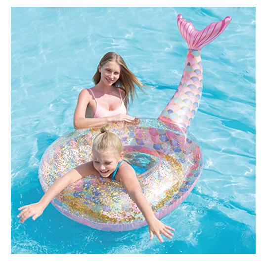 Flotador De Sirena Inflable Con Purpurina De 90cm-1