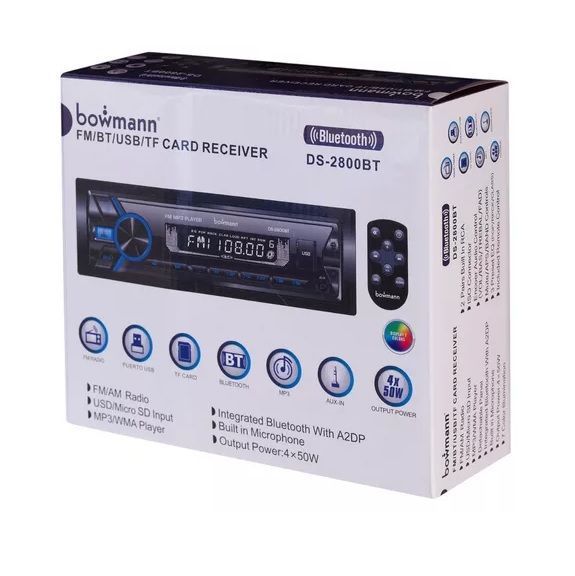 Radio De Auto Bowmann DS-2800BT Con USB, Bluetooth Y Lector De Tarjeta SD-2