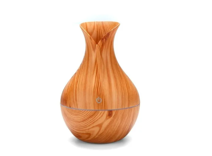 Humidificador Y Difusor De Aroma Con Luz Tipo Jarrón Madera-0