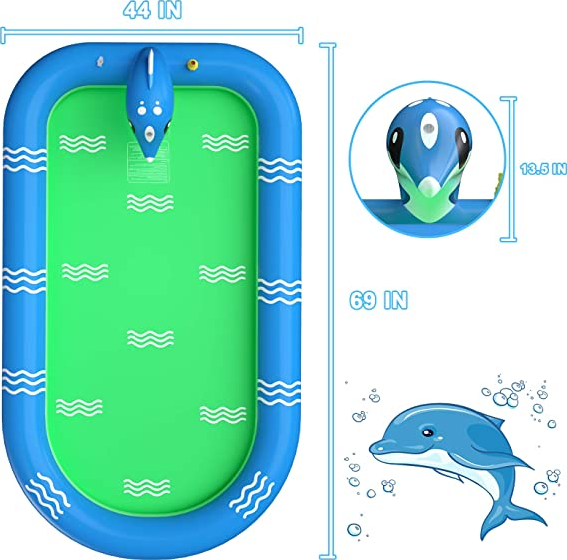 Piscina Inflable Para Niños 3 en 1 Con Delfines Que Salpican Agua-4