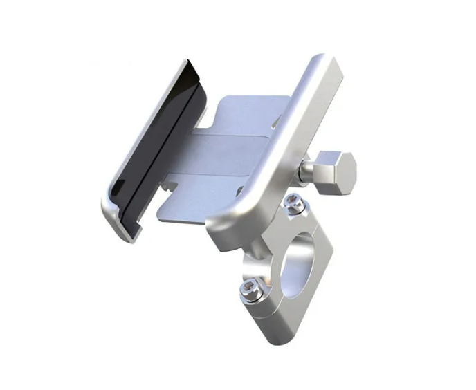 Porta Celular Metálico 360° Para Moto Bicicleta Doble Plateado-5