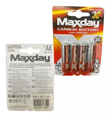 Pack De 4 Pilas Baterías Maxday Doble AA-1