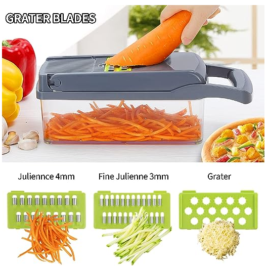 Picador De Alimentos Y Verduras Con Cuchillas Intercambiables-7