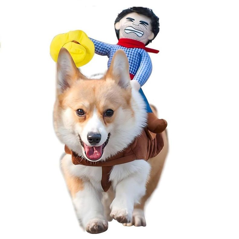 Disfraz De Vaquero Para Perros, Disfraz Con Muñeco y Sombrero Mascotas-1