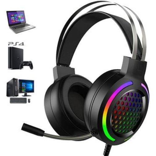 Audífonos Gamer Para Pc Con Luces RGB Con Conector A Xbox Ps4-4