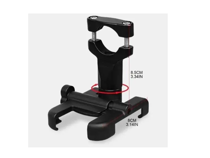 Porta Celular Metálico 360° Para Moto Bicicleta Giratorio Negro-2