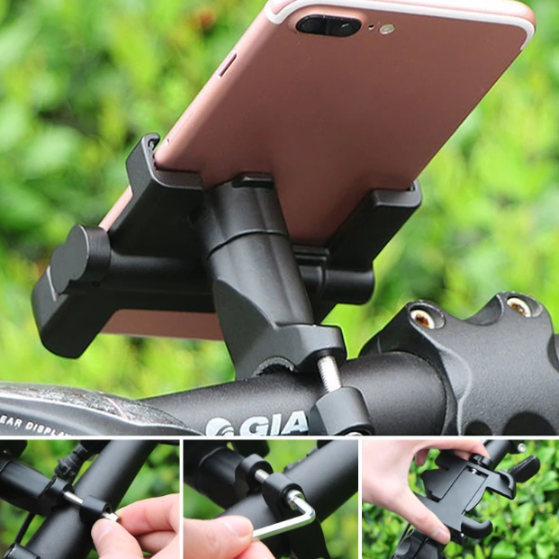 Porta Celular Metálico 360° Para Moto Bicicleta Giratorio Negro-7