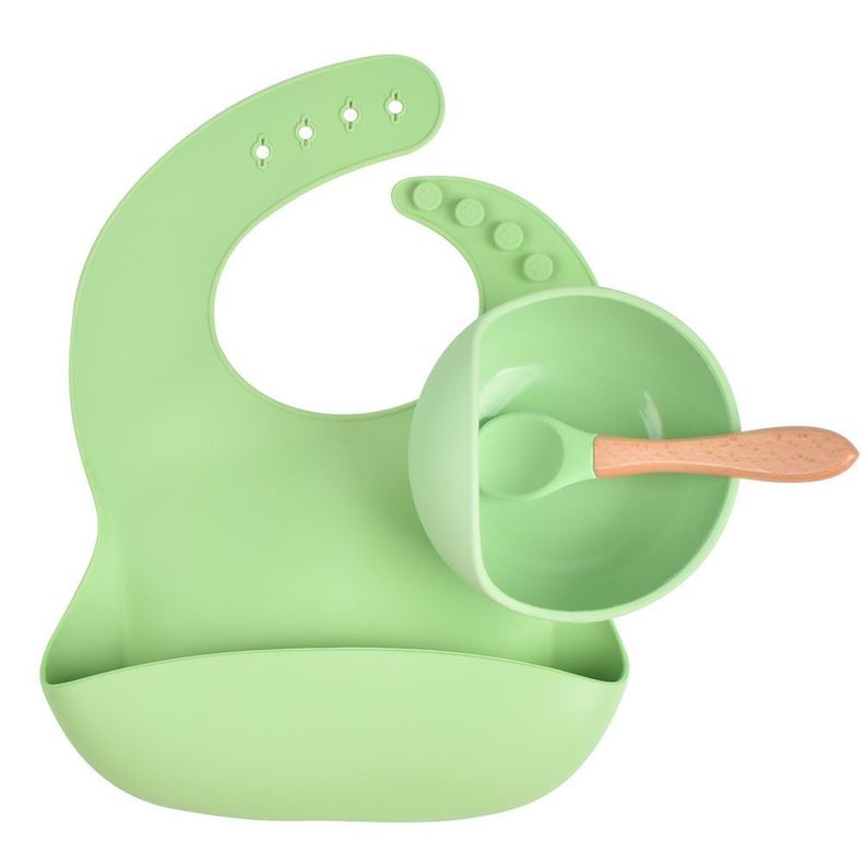 Set de alimentación bebé libre de bpa verde-0