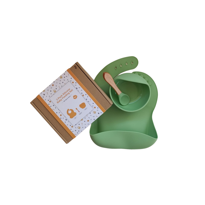Set de alimentación bebé libre de bpa verde-1