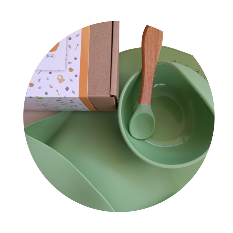 Set de alimentación bebé libre de bpa verde-2