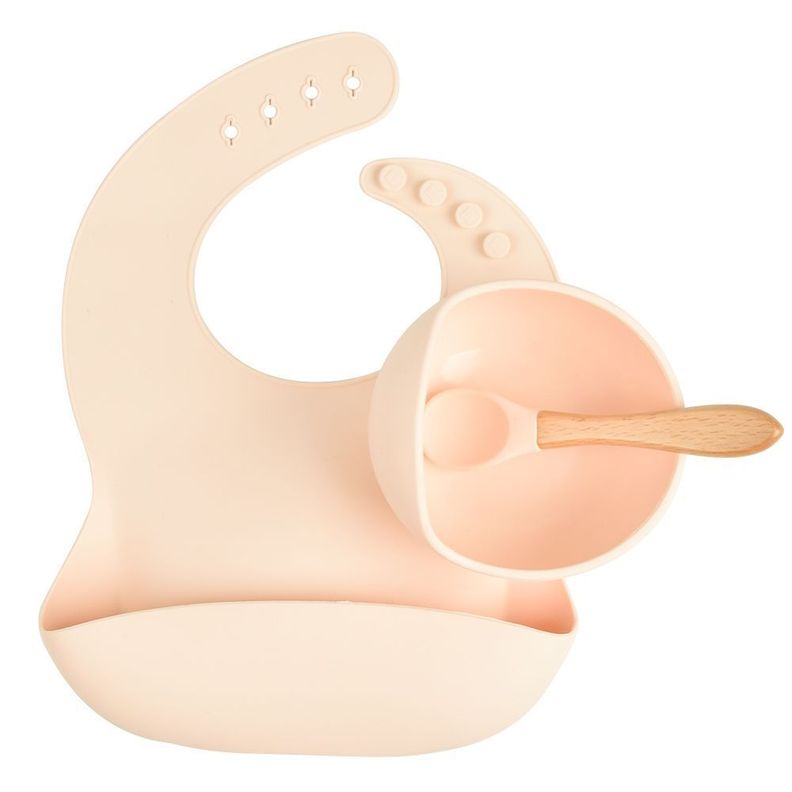 Set de alimentación bebé libre de bpa rosado-0