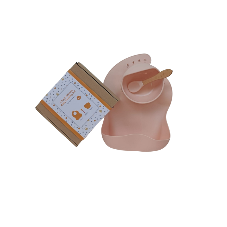 Set de alimentación bebé libre de bpa rosado-1