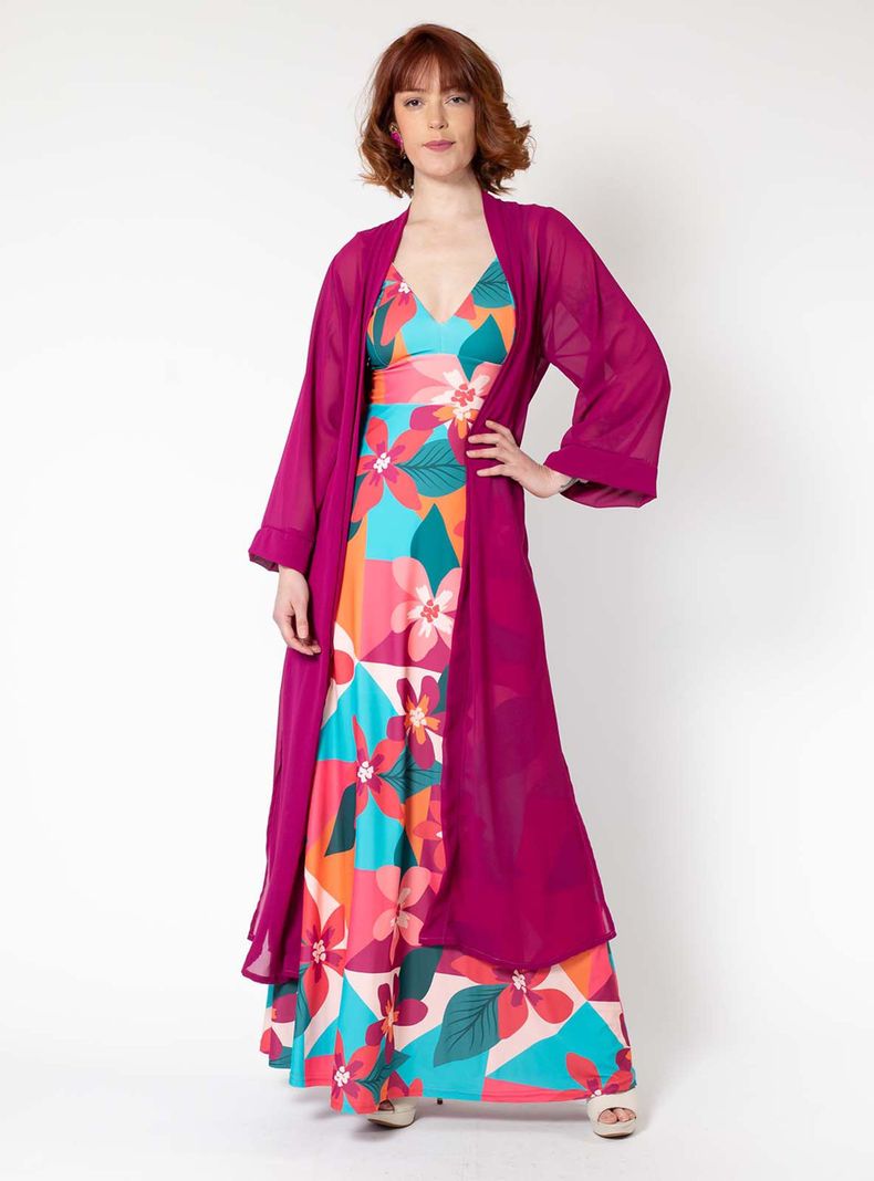 Kimono Largo Fucsia Natalia Seguel-1