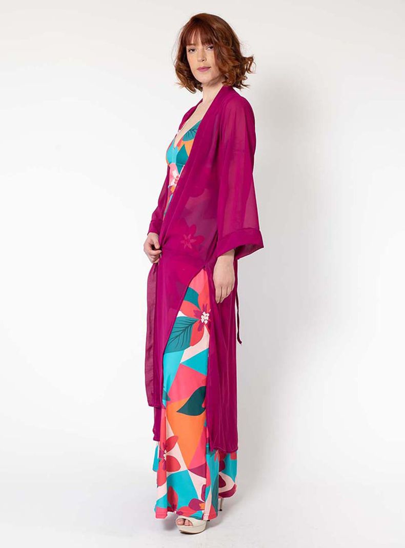 Kimono Largo Fucsia Natalia Seguel-3