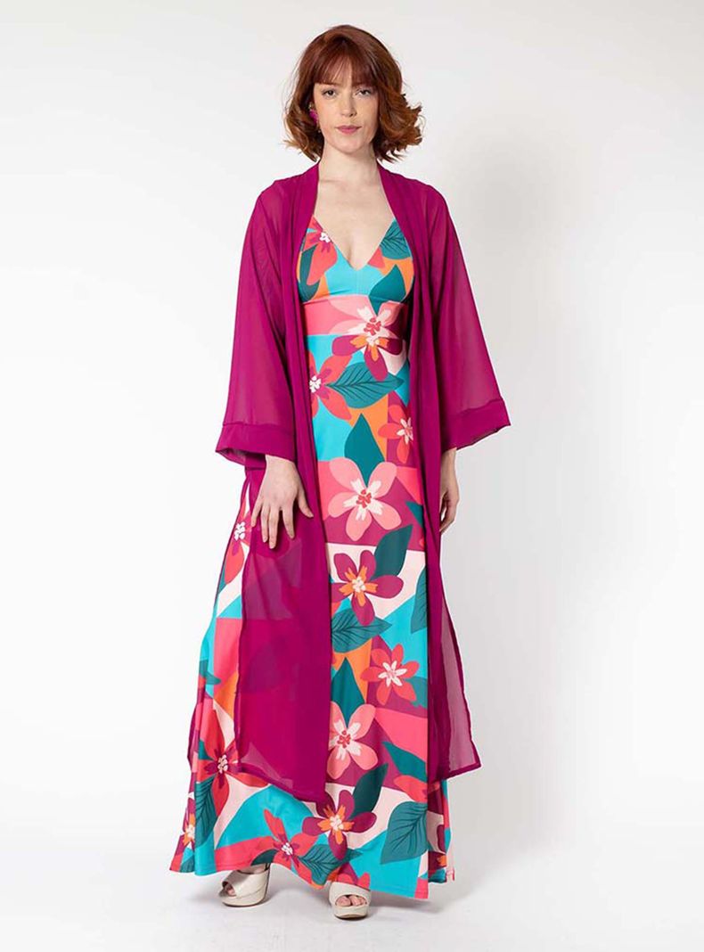 Kimono Largo Fucsia Natalia Seguel-0