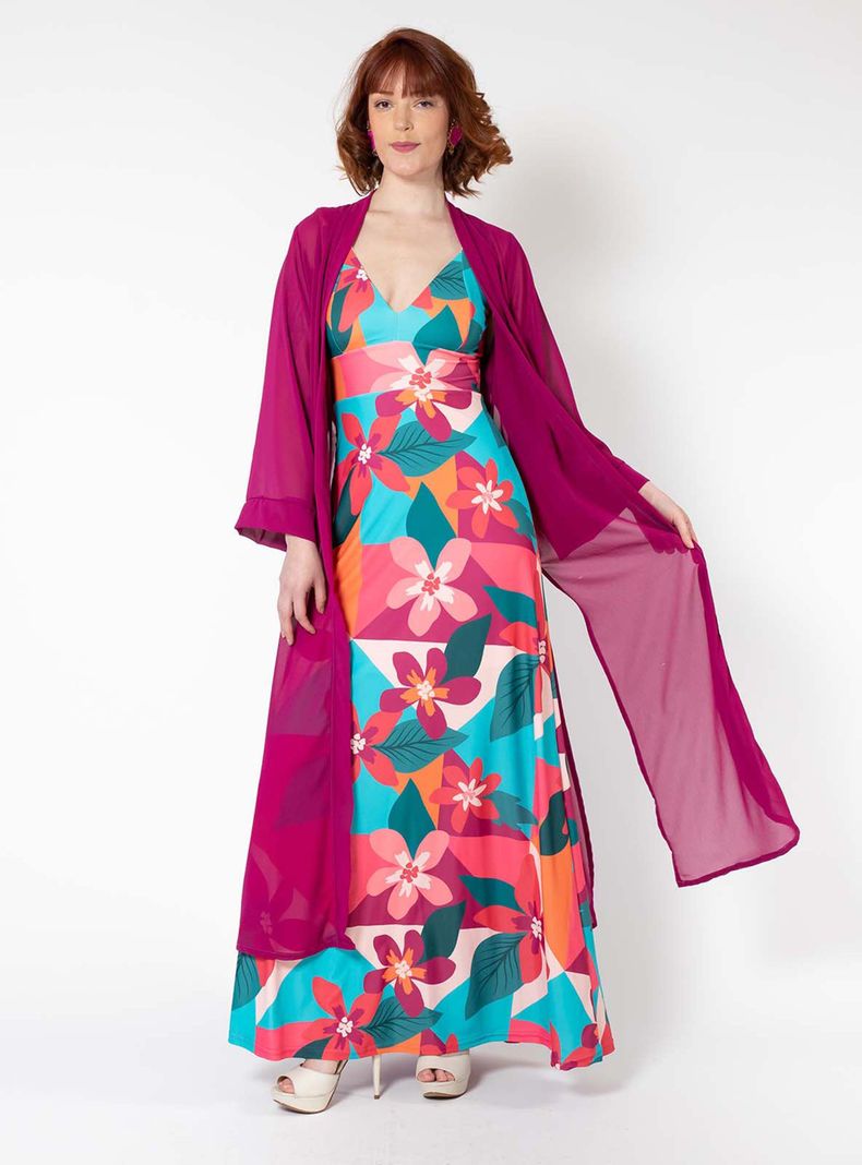 Kimono Largo Fucsia Natalia Seguel-2