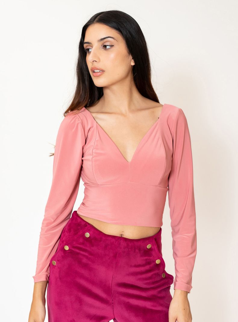 Crop Top Vera Largo Palo de Rosa Natalia Seguel-0