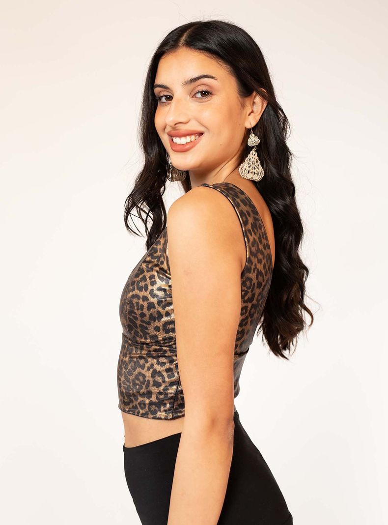 Crop Top Vera Animal Print Brillos Natalia Seguel-1