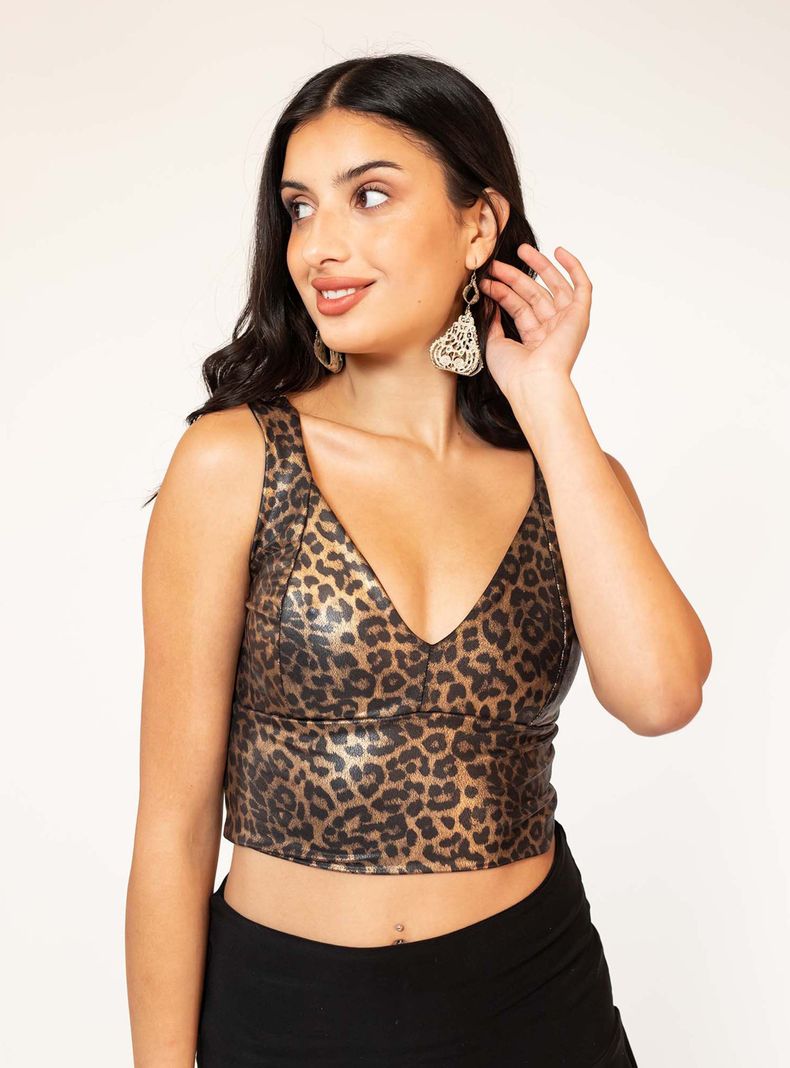 Crop Top Vera Animal Print Brillos Natalia Seguel-3