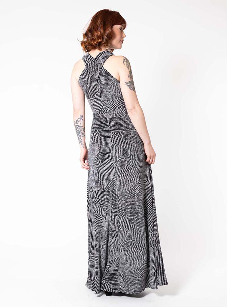 Vestido Giulia Fiesta Negro Brillos Plata Natalia Seguel-2