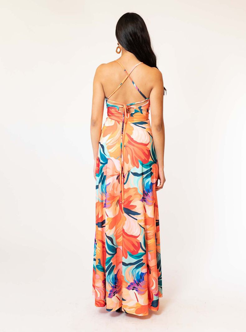 Vestido Zara Flores Naranjo Acuarela Natalia Seguel-1