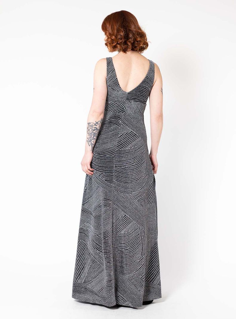 Vestido Vera Fiesta Negro Brillos Plata Natalia Seguel-2