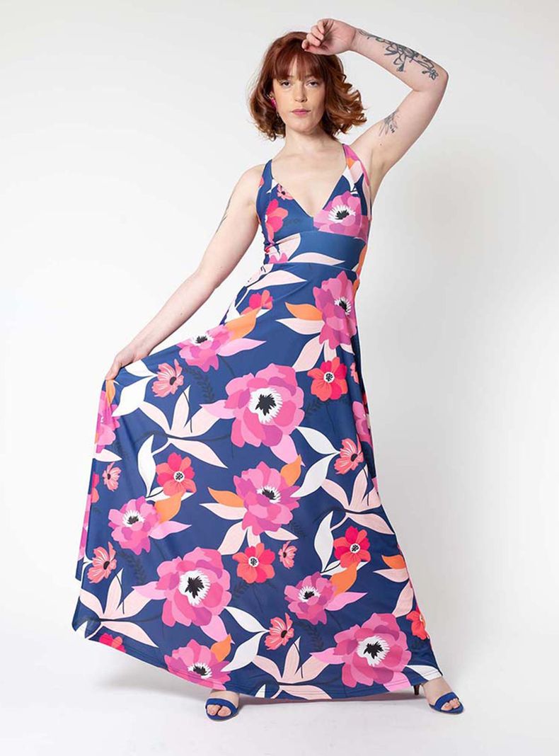 Vestido Zara Azul Flores Natalia Seguel-0