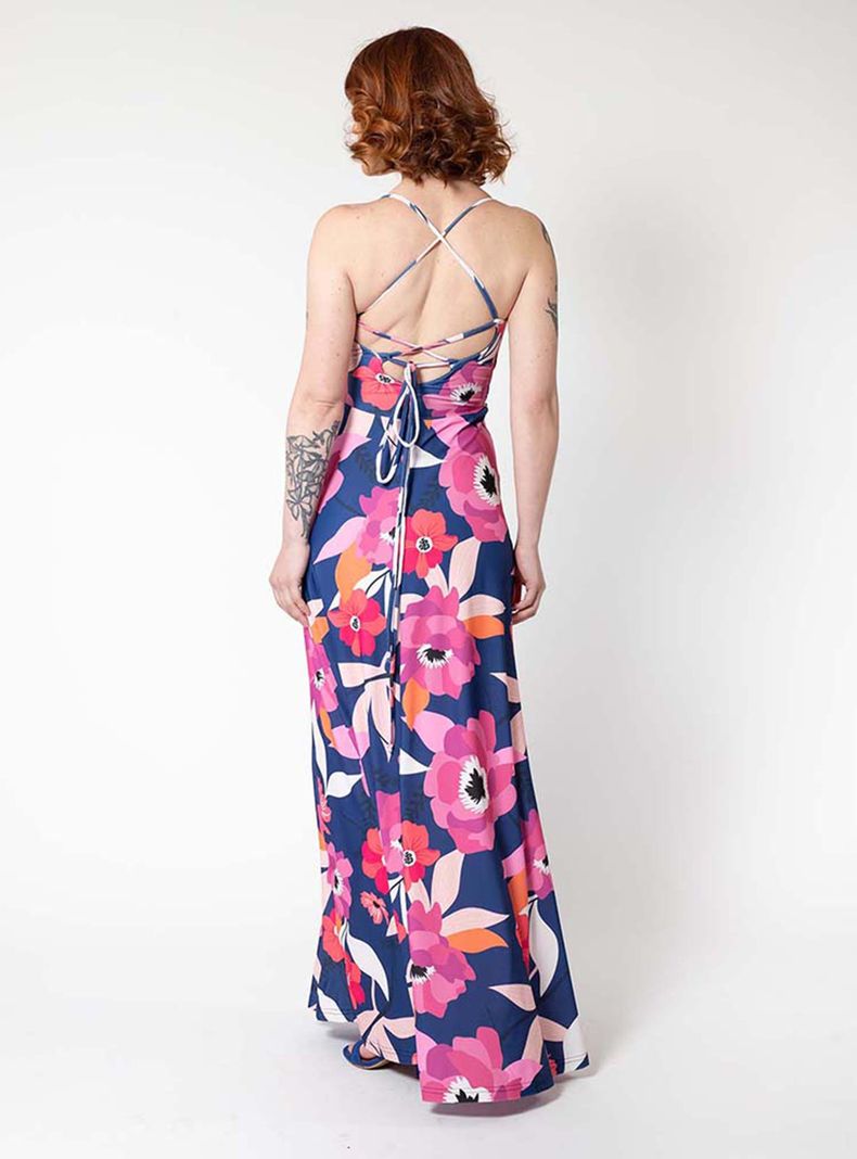 Vestido Zara Azul Flores Natalia Seguel-5