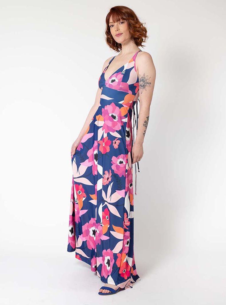Vestido Zara Azul Flores Natalia Seguel-4