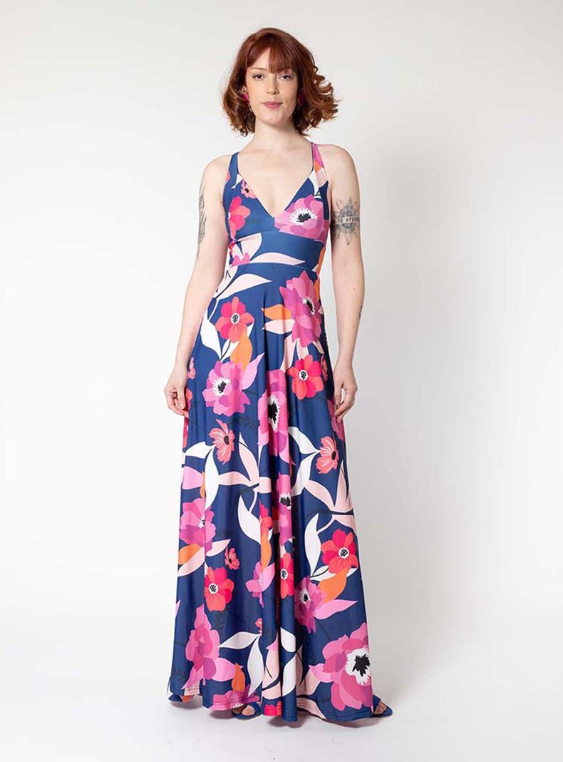 Vestido Zara Azul Flores Natalia Seguel-3