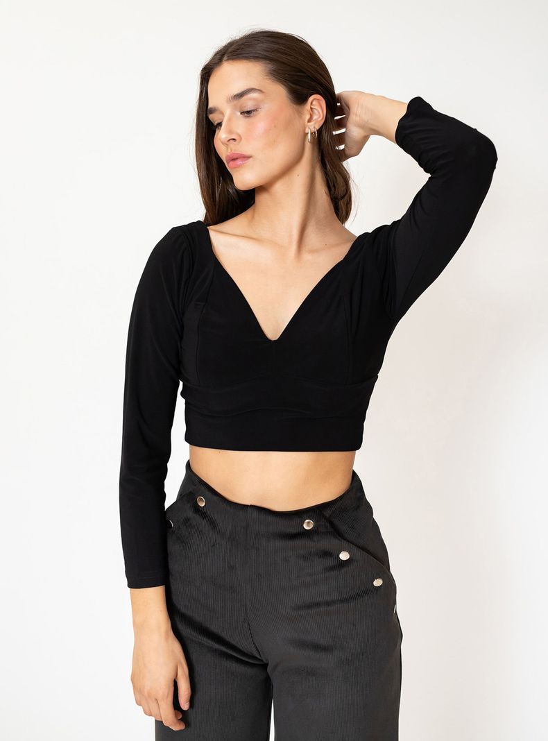 Crop Top Vera Largo Negro Natalia Seguel-0